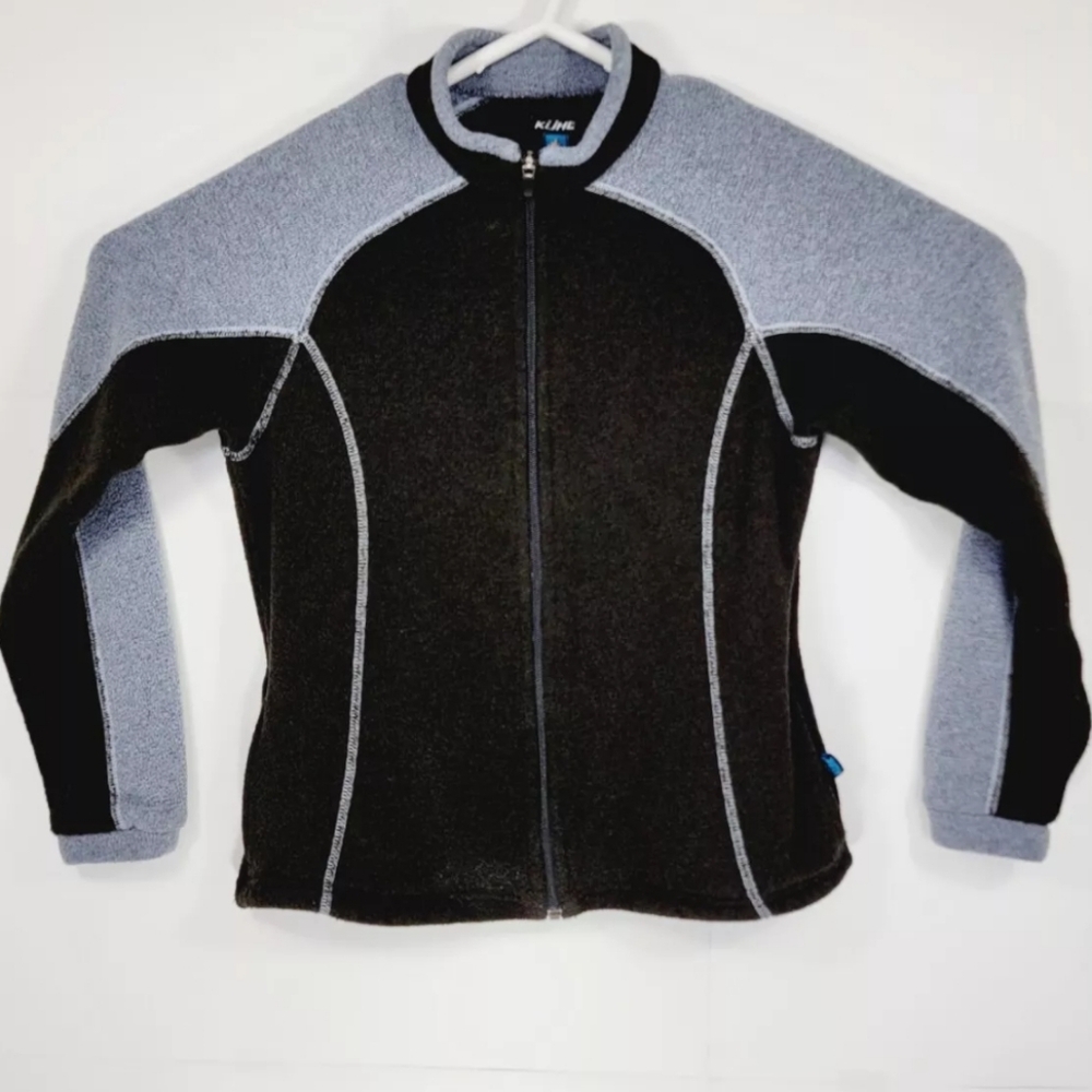 KUHL Alfpaca Fleece Womens Small Sweater Jacket Full Zip Black Gray